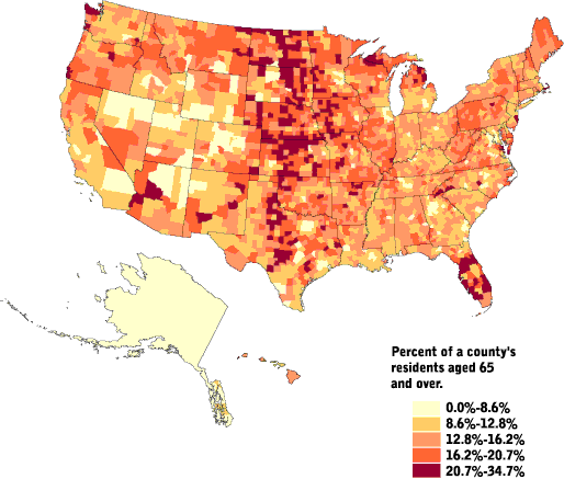 Censusscope Demographic Maps An Aging Population
